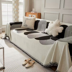 Capa de Sofá Geométrica em Chenille Pet Friendly