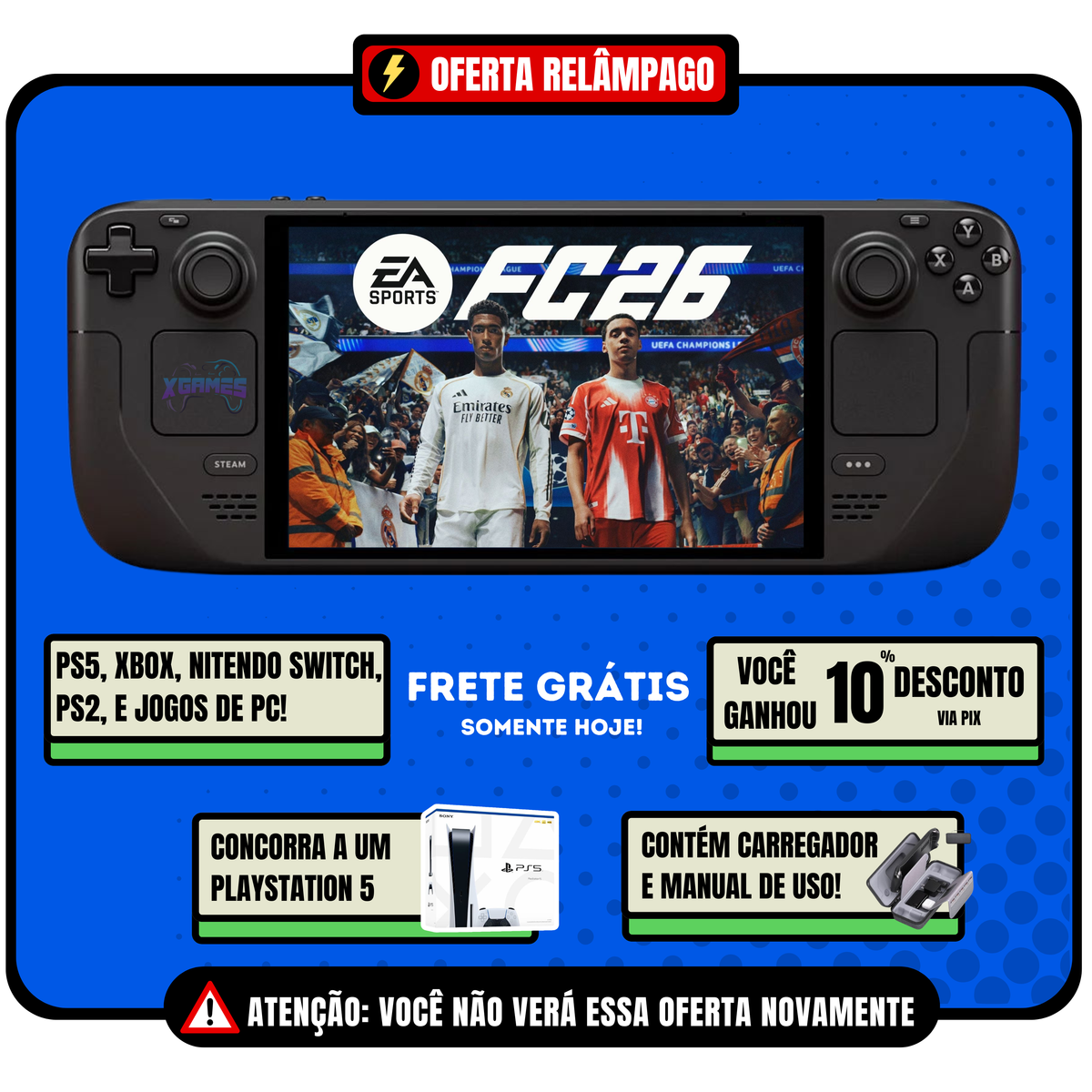 MINI PC DECK - Roda PS5, PS4, XBOX S, STEAM, ANDROID e STEAM [BIBLIOTECA COM 1000 JOGOS JÁ INSTALADOS🎁]