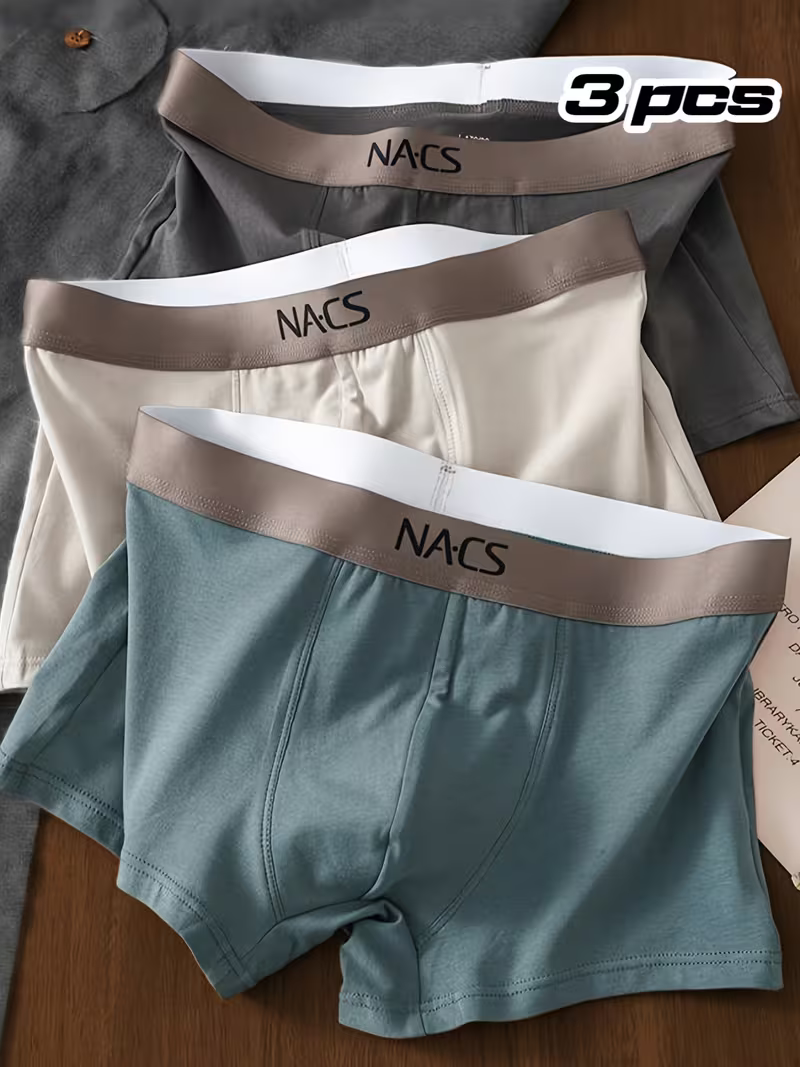 Kit com 3 Cuecas Boxer Masculinas em Algodão